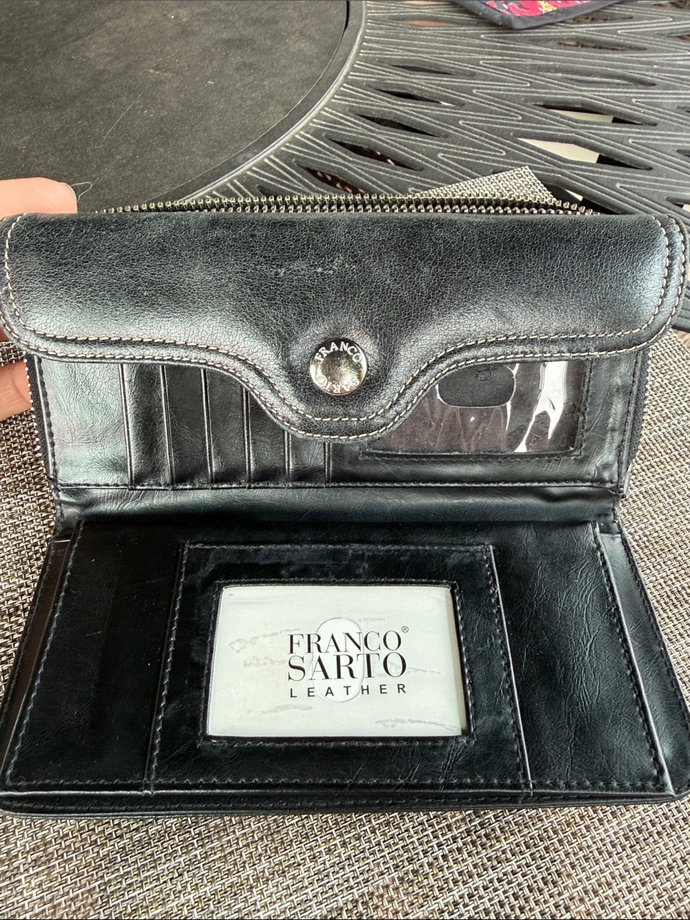 Franco Sarto Black Leather Clutch Wallet